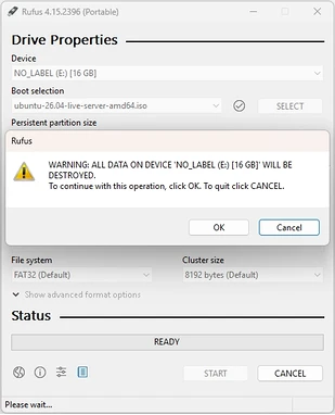 rufus usb data erasure warning