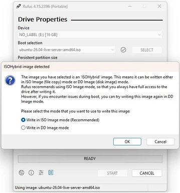 rufus usb data hybrid detected