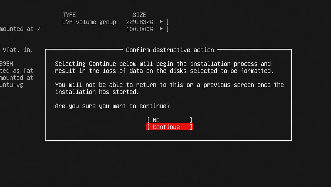 ubuntu server confirm destructive action