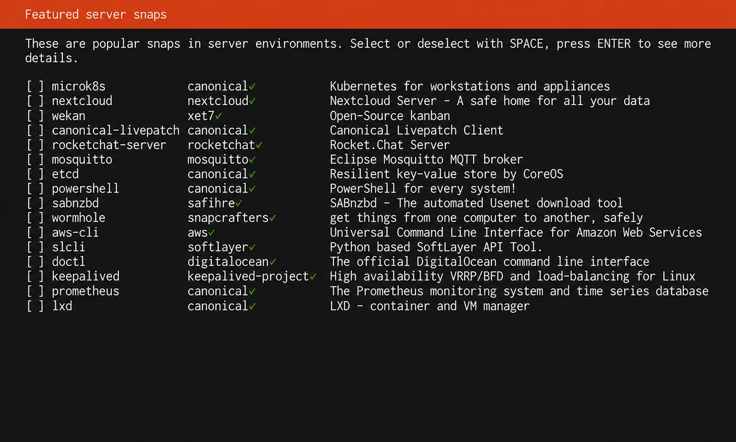 ubuntu server featured server snaps none
