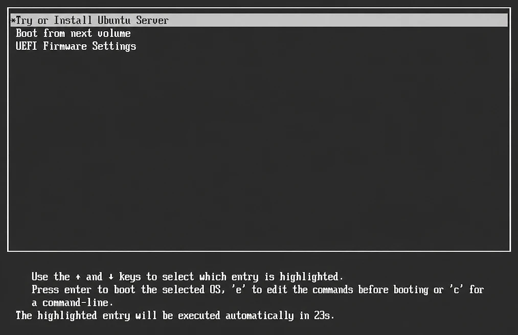 ubuntu server install start screen