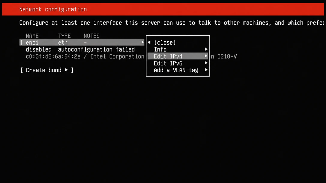 ubuntu server network interface edit