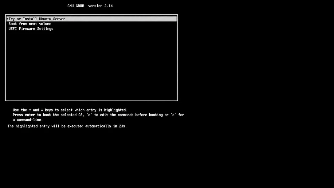 ubuntu server usb boot screen