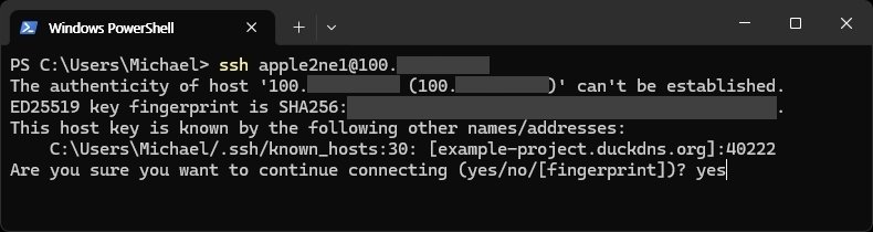 Linux 서버 간 SSH 접속 확인 단계에서 Host Key를 승인한 뒤 대상 Ubuntu 서버의 로그인 메시지와 셸 프롬프트가 표시되는지 확인합니다.