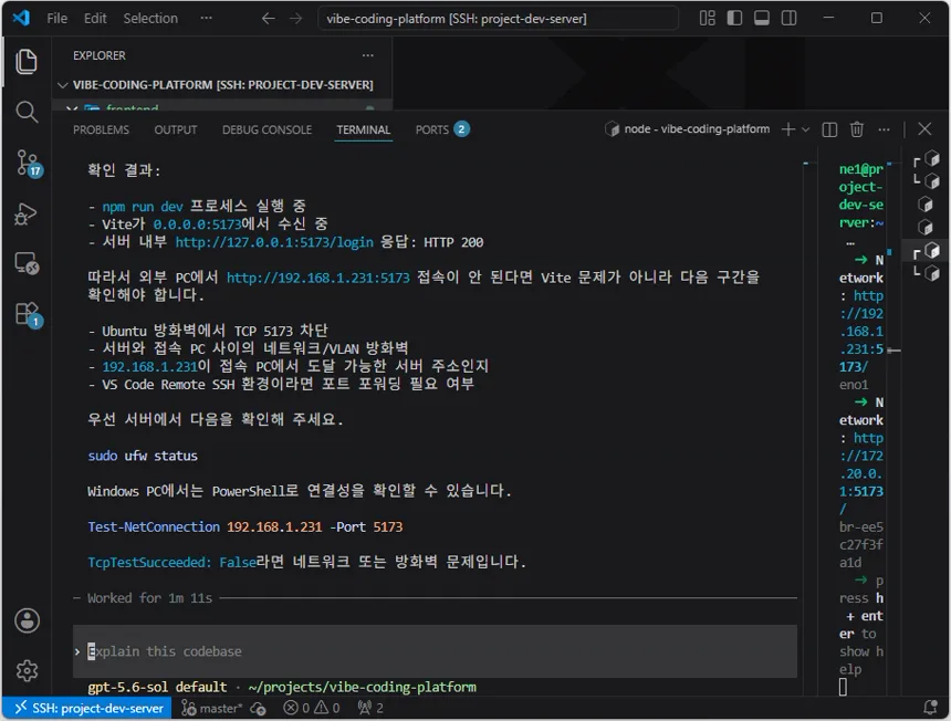 windows test netconnection vite port success
